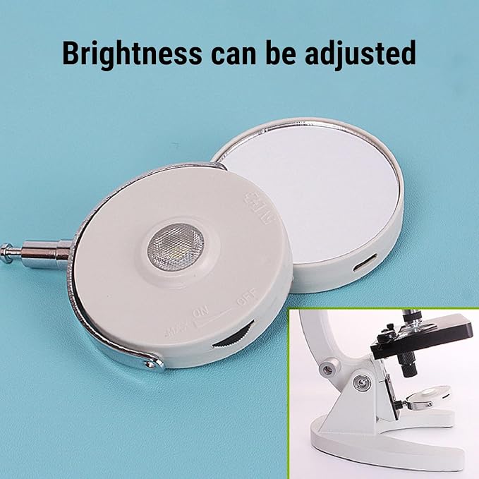 Microscope Bottom Light Source Kit, Microscope Led Light, Stepless Dimmable LED Lighting Adapter with Mirror, Micro Bottom Light Source Kit for Education Research