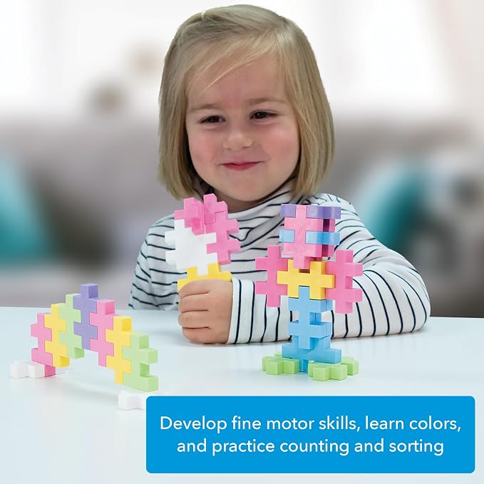 PLUS PLUS Big 100 Piece Pastel - Large Building Blocks for Toddlers | Quiet Stem Toys for Toddlers, Prek Classroom Essentials, Waffle Blocks Jumbo, Stem Bins for Classroom, Sensory Bins