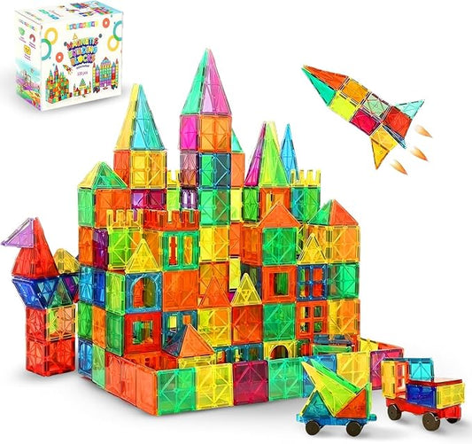 Magnetic Tiles 120 PCS Building Blocks for Kids – STEM Construction Toy Set, Creative Educational Magnetic Building Tiles, Montessori Gift for Boys & Girls Ages 3 to 12