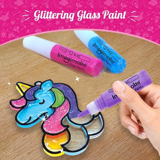 Imagimake Window Art - Princess, DIY Mess-Free 16 Pieces Suncatcher Kit | Stained Glass Painting Craft Activity for Kids, Birthday Gift for Girls Ages 5,6,7,8,9,10,12 Years Old