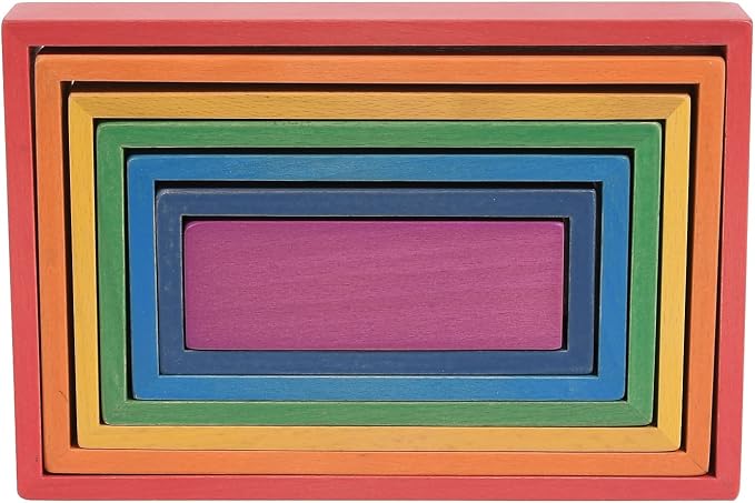 TickiT - 73414 Wooden Rainbow Architect Rectangles - Nesting Puzzle - Stacking Blocks for Ages 12M+