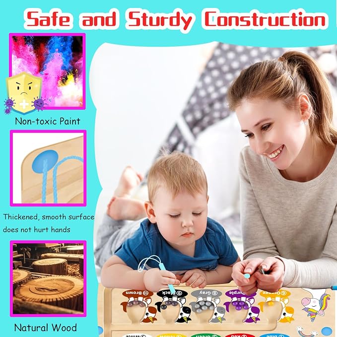 HONGID Magnetic Color and Number Maze,Uniorn Gifts for Girls,Montessori Toys for 2 3 4 5 Year Old,Learning Educational Sensory Toys for Toddlers and Kids Boys Girls,Christmas Birthday Gift for Kids