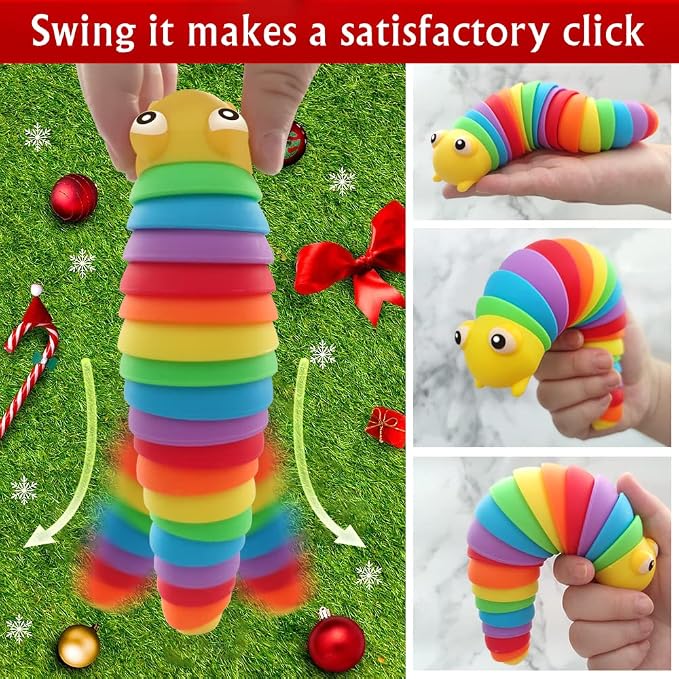 2 Pieces Articulated Fidget Toy, Rainbow Caterpillar Toy Ocean Shark Decompression Toys, Stim Toy Decompression Fun Autism ADHD Fidgeting Children's Toys Adults (Shark and Caterpillar)