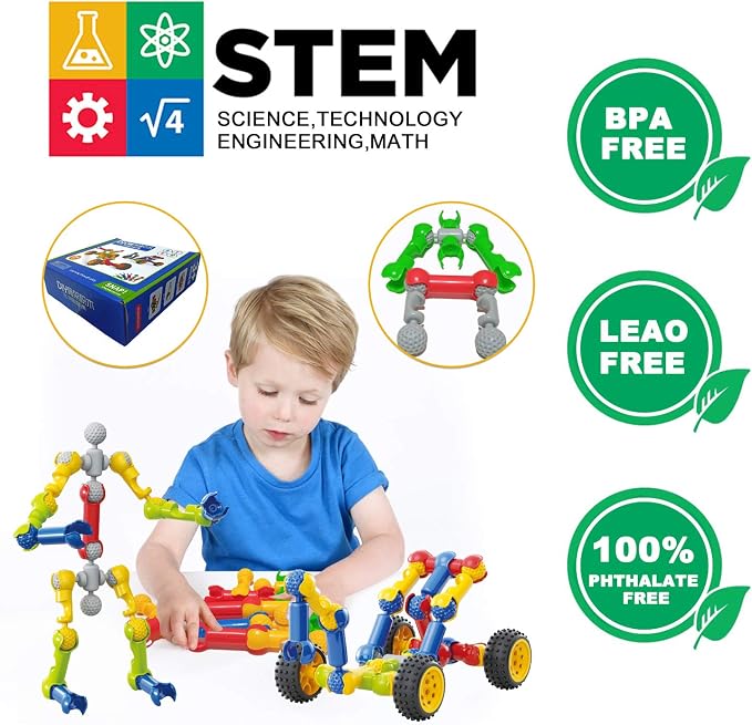 Kids STEM Building Toys for 3 4 5 6 7 8+ Year Old Boys Girls Birthday Gifts | 110 Pcs Building Blocks STEM Kits, Learning Boy Toys Age 3-5 4-6 6-8, Classroom Educational Creative Construction Engineering