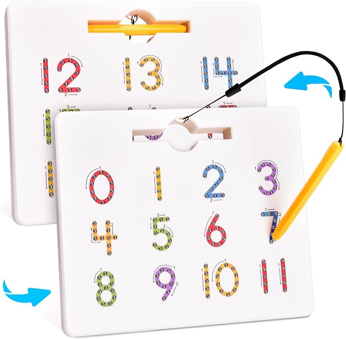 GAMENOTE Magnetic Number Tracing Board Double Sided, Numbers 1-20 Writing | 2 in 1 preschool learning toy, handwriting practice, math manipulatives, educational numbers toy for toddlers kids ages 3+