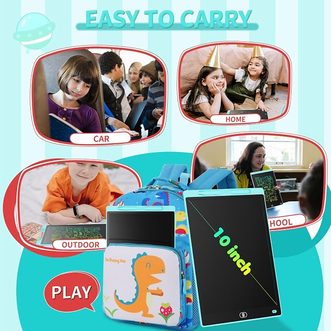 [2 Pack] Genialba LCD Writing Tablet 10-Inch Colorful Doodle Board, Toddler Learning Educational Toys Gifts for 3-8 Years Old Girls and Boys, Electronic Drawing Pad for Kids (Blue&Red)