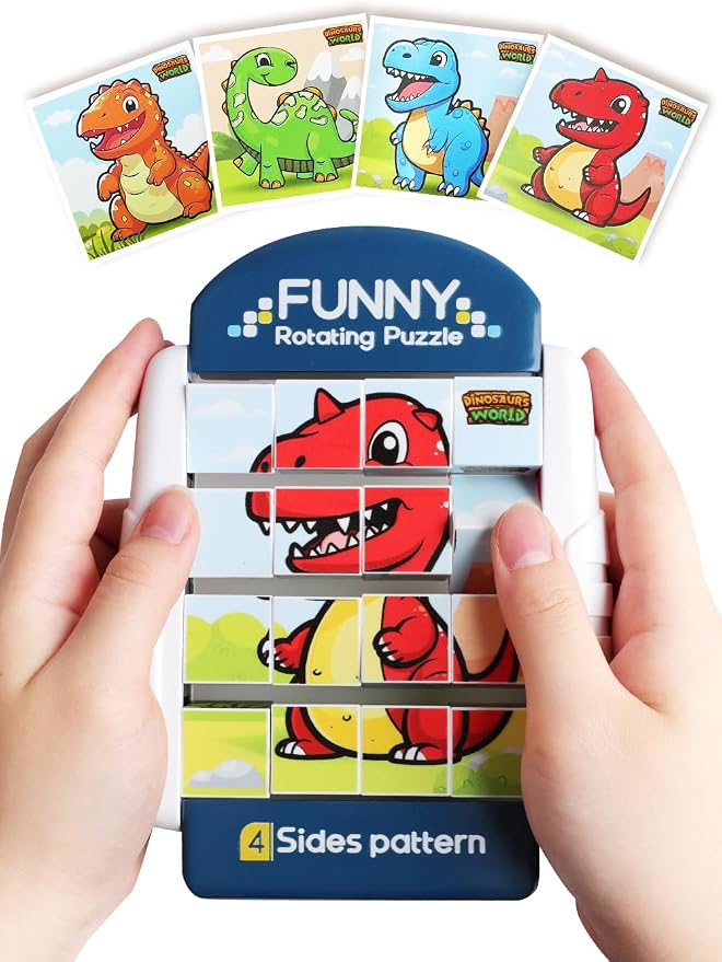 16-Piece Rotating Puzzles for Kids 4-6, Toddlers Puzzles 3+, Road Trip, Airplane Activities Game, Travel Toys - Brain Teaser, Fine Motor Skills, Birthday Gifts Boys & Girls