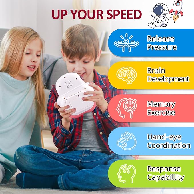 Blackma Fast Push Fidget Toy - Handheld Light Up Sensory Puzzle Game for Kids, Birthday & Easter Gift for Boys Girls Ages 3-12 (Pink-Astronaut)