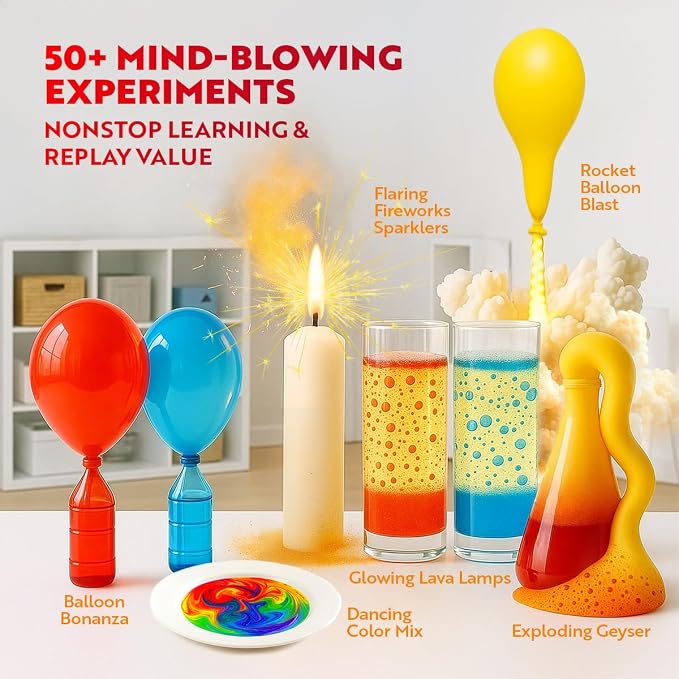 Playz Kaboom! Explosive Science Kit for Kids Age 8-12, Kids Chemistry Set | Learning & Education Toys, Best Gifts for Boys, STEM Projects Educational Science kits w 50+ Science Experiments for Kids