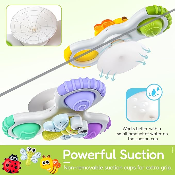 Pop Suction Cup Spinner Airplane Travel Toys for 1 Year Old Boy Girl | Novelty Spinning Tops Infant 12 18 Months,1 2 Year Old Boy Birthday Gift for Toddlers ,Sensory Baby Bath Toy Kids Ages 1-3