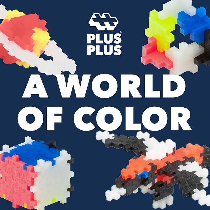 PLUS PLUS 240 Piece Glow Mix Tube & Baseplate - Waffle Blocks Stem Toy | Sensory Bin Fillers, Gifts for Boys & Girls, Classroom Must Haves, Christmas Stocking Stuffers for Kids, Math Manipulatives
