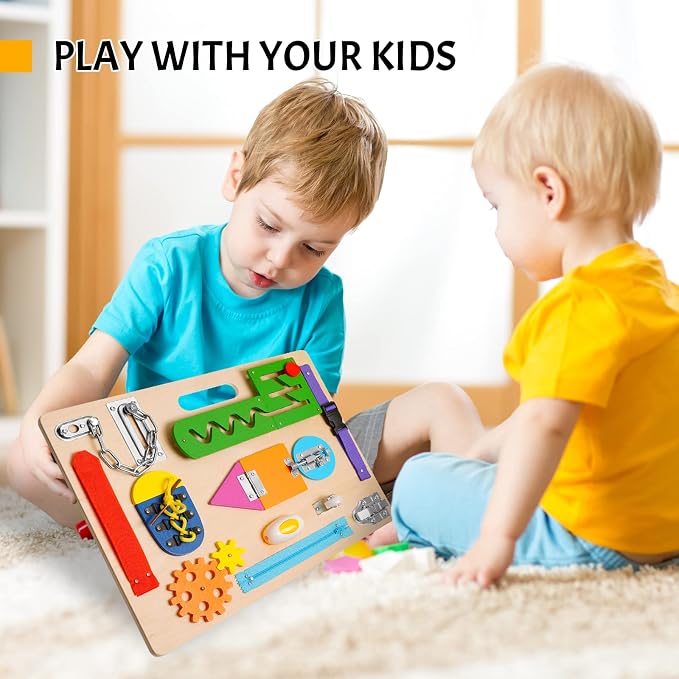 Montessori Busy Board for Toddlers, Wooden Sensory Toys, Preschool Learning Activities for Fine Motor Skills Travel Toy, Basic Life Skills Educational Gifts for 1 2 3 Years Old Kids Boys Girls | Preschool Learning Activities, Basic Life Skills, Fine Mo...