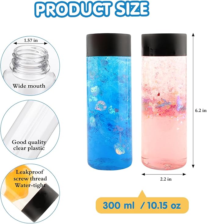 Sensory Bottles Kits for Calm Down Corner Supplies Magic Mixies Sensory Toys with Glitter, 5 Fun Shaped Containers