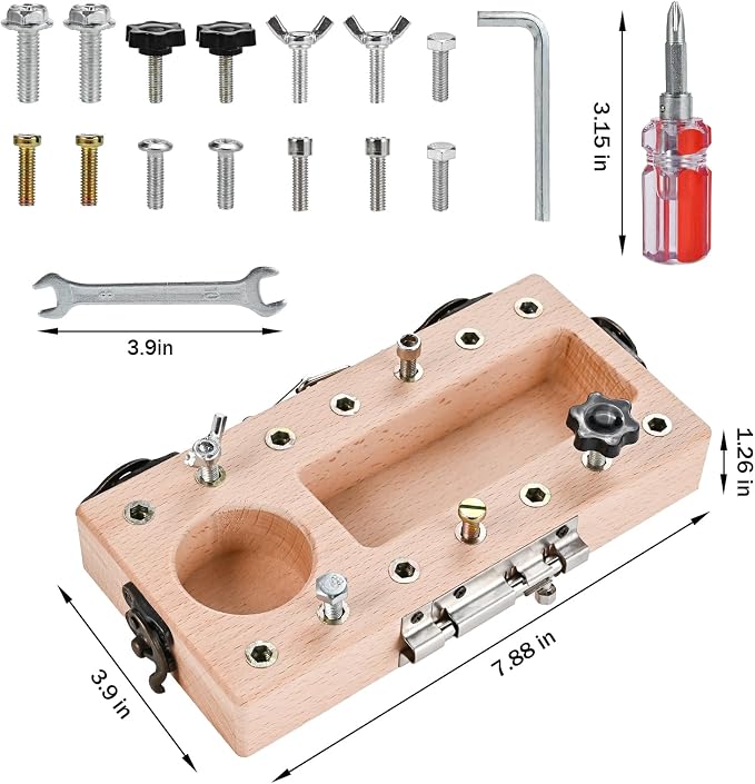 Montessori Screwdriver Board Set with Lock and Key, Montessori Toys for 3 4 5 Year Old, Wooden Screw Driver Activities Tools, Fine Motor Skills Preschool Learning Sensory Toy