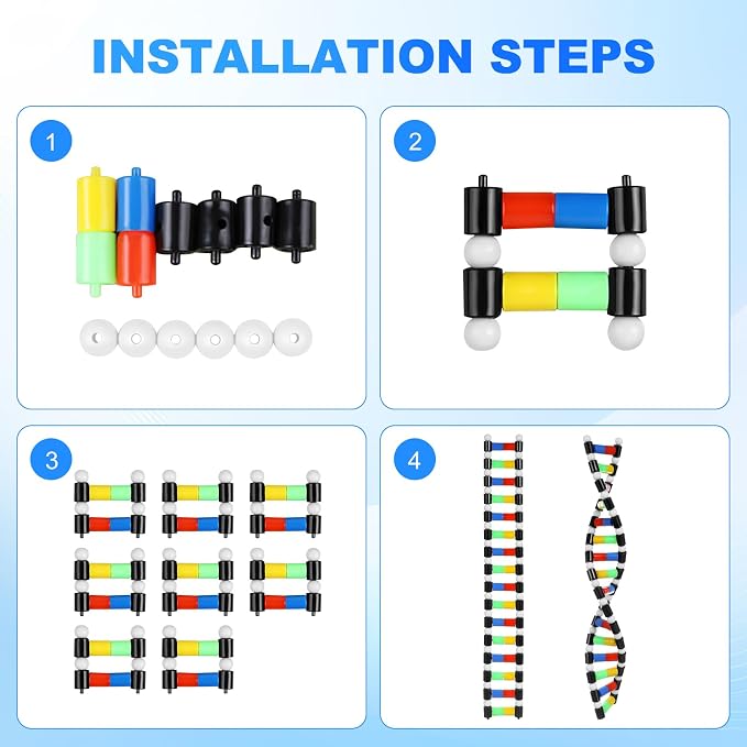 iplusmile DNA Model Kit Double Helix Structure, 3D Science Teaching Instrument for Biology Class, Genetics Learning Educational Toy for Students Kids Assembly Display