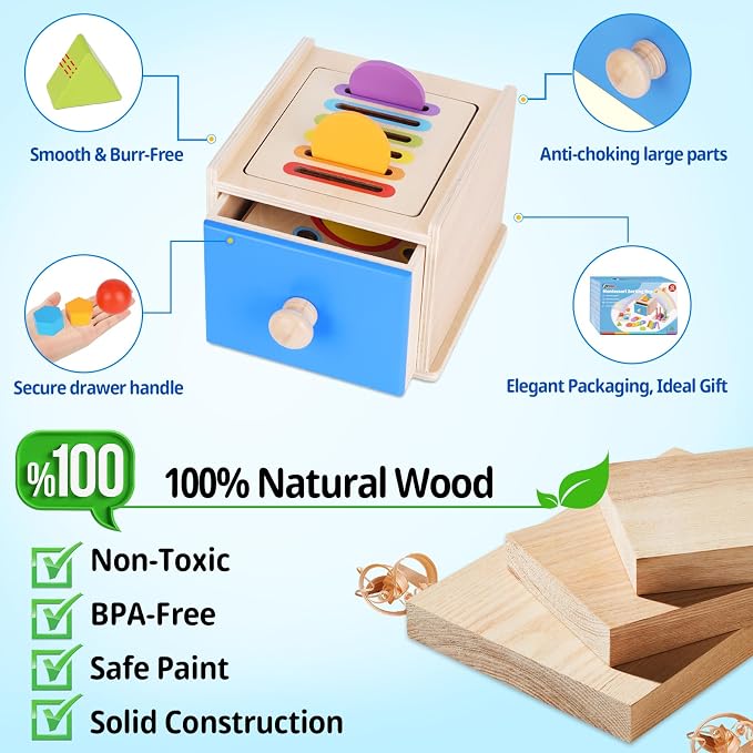 FCSONU Montessori Shape Sorters Toys for Toddler 1-3|Fine Motor Skills Toys | 3in1 Sorting Box | Coin Box Toy, Learning Color Sorting Toys Sensory Toys, Easter Christmas Birthday Gifts for Boys Girls Kid