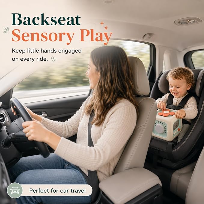 SmartMotion Cube for Toddlers 1-3 Years. Montessory Inspired - Sensory Fine Motor Skills Toy with Switches, Dials & Sliders - Quiet Travel Activity Toy - Birthday Gift for Boys & Girls.