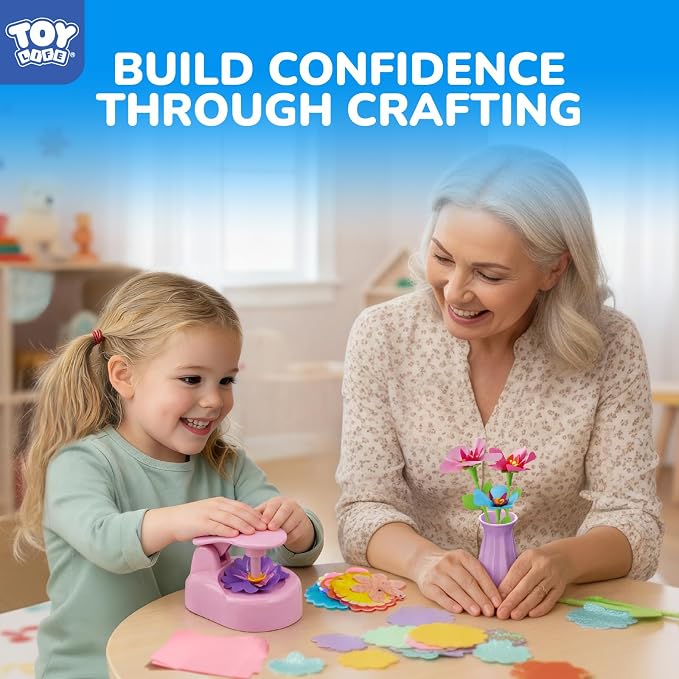 TOY Life DIY Flower Bouquet Craft Kit, Reusable Fabric, Ages 3-12 | Hands-on STEM activity, washable pieces, girls birthday gift idea