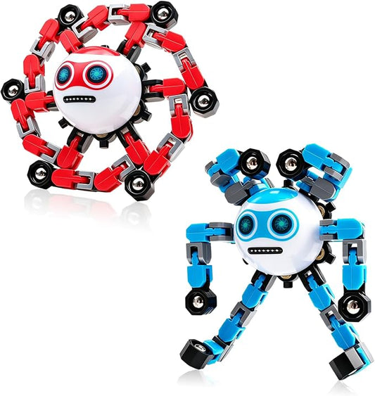 2 PCS Travel Toys Transformable Fidget Spinners Toys for Kids and Adults Sensory Toy for Boys Teens Stress Relief Autism ADHD Cool Road Trip Travel Essential Birthdays Gifts for Party Favors