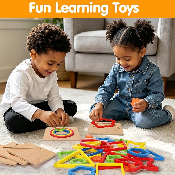 Toddler Puzzles Montessori Toy Wooden Shape Sorting Puzzle Educational Toy
