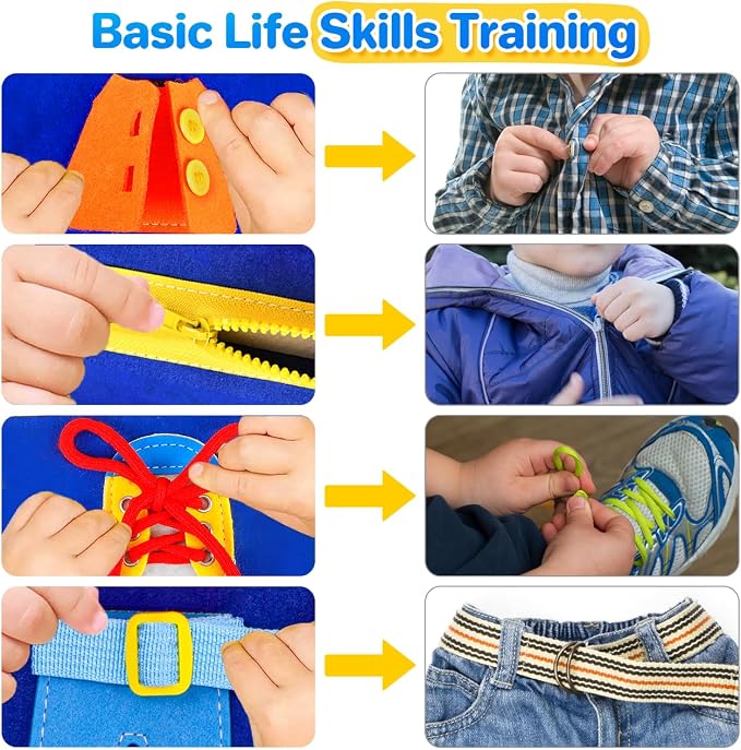 Montessori Busy Board,Busy Book Travel Toy Gifts for Toddler Boy Girl 1-3 | Sensory Toys,Preschool Educational Toy,Fine Motor Skills,Activity Book,For Airplane & Car,Blue Multipages
