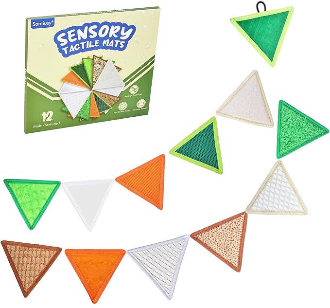 Textured Tactile Sensory Toys, 12 Pack Sensory Mats for Babies | 6+ Months & Toddlers 1-3 Years | Fine Motor Skills Development | Washable Baby Play Wall Toys