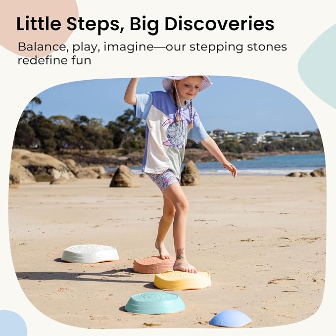 Tiny Land Stepping Stones for Kids, 5pcs Non-Slip Balance Toddler Toys | Sensory Stepping Stones for Toddlers 3-5 to Promote Balance, Coordination, and Active Play Skills Indoors or Outdoors