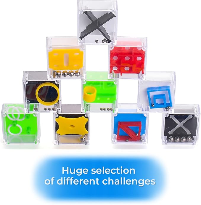 Magicat Premium IQ Balance Puzzle Set I 10 Teaser Puzzle Cubes I Balance 3D Maze Box I Puzzles for Christmas I Brain Games Puzzles for Kids Ages 8-10 I Prize Box Toys for Kids Classroom I Puzzle Box