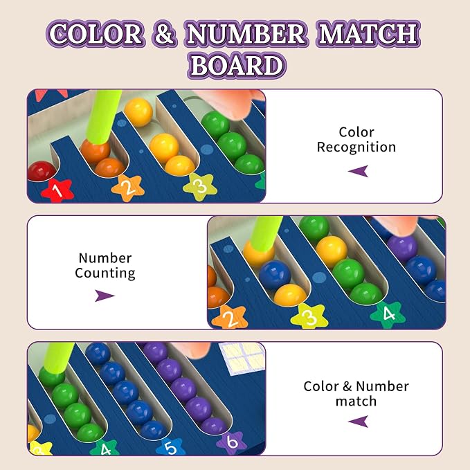 LOVELAND Magnetic Color and Number Maze - Wooden Montessori Toys for 2-3 Year Old, Space Theme Fine Motor Sorting Board, Travel Learning Activities, Toddler Quiet Puzzle Gift