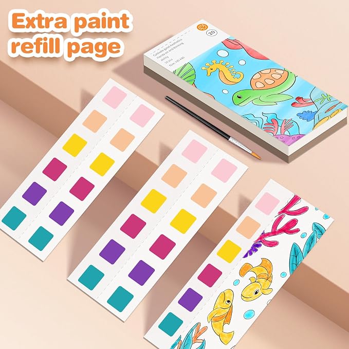 ZHOC Paint with Water Coloring Books for Kids, Pocket Mess Free Watercolor Painting Sets for Kids Ages 3 4 5 6 7 8+, Water Color Paint Set Arts and Crafts Gift for Boys Girls, 4 Pack