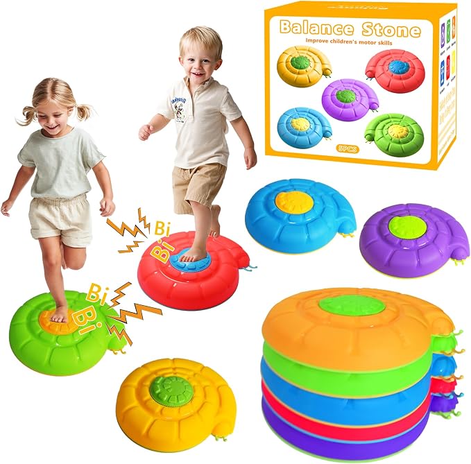 Stepping Stones for Kids, 5 PCS Non-Slip Sensory Stepping Stones for Toddlers 1-3 with Sound to Promote Kid's Balance and Coordination Skills Indoor or Outdoor, Gifts for Toddlers
