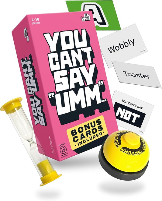 You Can't Say UMM Party Game for Kids and Adults, Ages 8+ | Beat the Timer, Rivals Ding the Bell, Rules Change Each Round, Quick and Competitive, 4-10 Players, Backyard BBQ Fun