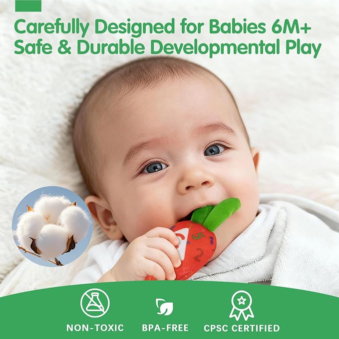 Montessori Toys for 1 Year Old, My First Carrot Garden Baby Toy with Color Sorting, Crinkle & Rattle, Fine Motor Skills, Educational Sensory Toys for 1 2 3 Year Old Boy Girl Gifts Birthday