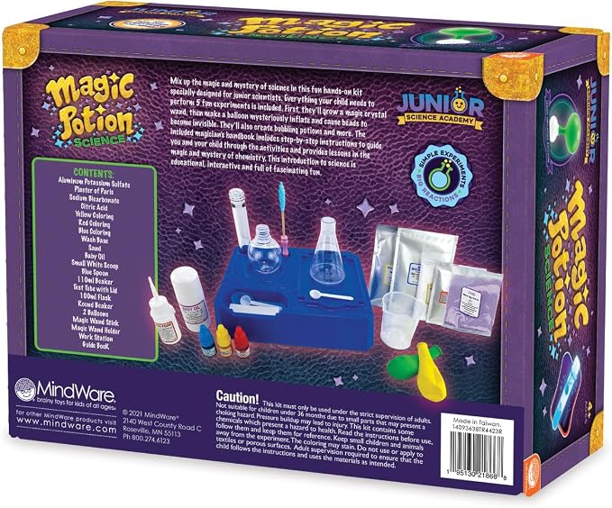 MindWare Junior Science Academy: Magic Potion Science Chemistry Set – 5 Amazing Beginning Kids Science Experiments for Kids Ages 4 & Up – Fun Science Lessons for Home or School