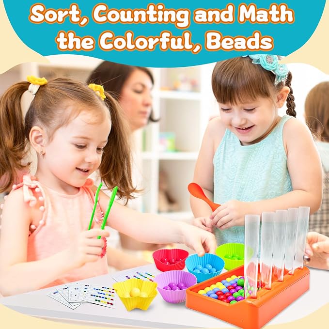 Counting and Color Sorting Toys Set, Preschool Learning Toys | Fine Motor Skills Color Recognition and Math Learning Games, Educational Toy Gift for Kids Age 3 4 5 6Year Old Boys Girls