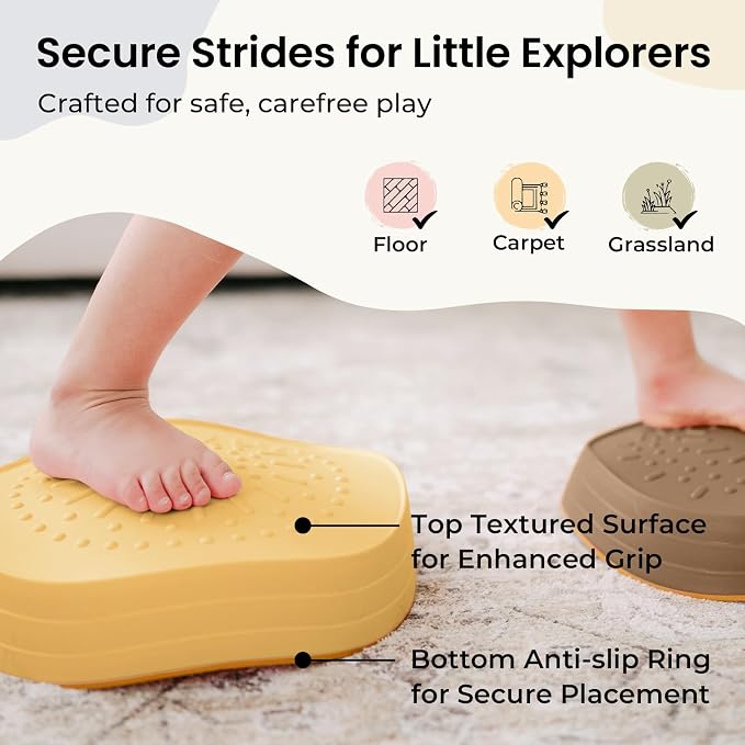 Tiny Land Stepping Stones for Kids, 5pcs Non-Slip Balance Toddler Toys | Sensory Stepping Stones for Toddlers 3-5 to Promote Balance, Coordination, and Active Play Skills Indoors or Outdoors