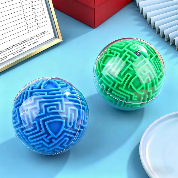 2 Pack 3D Maze Ball - Brain Teaser Puzzles Games Toys for Kids 9-12 Years | Learning & Educational Toys for Kids Teens & Adults, Hard Challenges Game Lover Tiny Balls Boys Girls Gifts Ideas