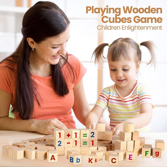 Barydat 450 Pcs 0.5 in Wooden Cubes, Unfinished Wooden Blocks for Crafting Natural Craft Wood Square Blank Cube for DIY Project Baby Showers