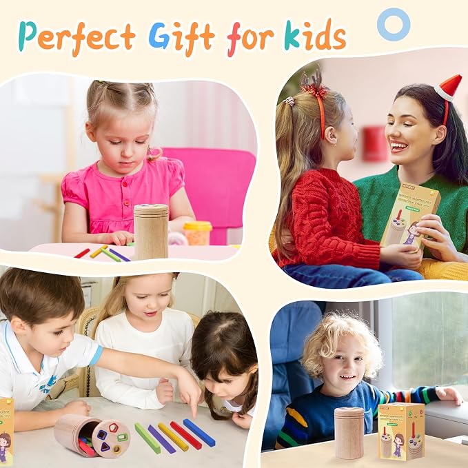 Montessori Wooden Stick Color Sorting Toys for 1+ Year Old | Preschool Learning Activities Educational Fine Motor Color Sorting Matching Game,1 2 3 Year Old Birthday Gifts for Boys Girls