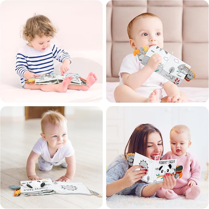 HOTUT Soft Baby Books Toys, 3D Touch and Feel Crinkle Cloth Books, Baby Books Toys for Babies, Toddlers Infant Kids, Soft Baby Books Touch and Feel Crinkle for Infants Toddler Gifts Toy(Panda)