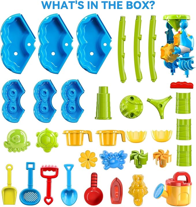 HeySplash Water Table for Toddlers 3-Tier with Toy Accessories | Kids Water and Sand Activity Sensory Playset, Sand Table Summer Splash Sensory Table for Outdoor Beach Backyard Garden, Blue