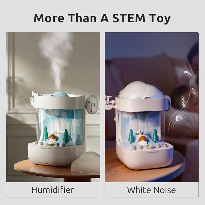 Science Can 3-in-1 Weather Station Toy for Kids, STEM Kits for Kids Age 6-8 | Educational Science Kits, 8 Predefined Weather Experiments, Humidifier/White Noise Mode, Gifts for 6 7 8 9 10 Year Old Girls