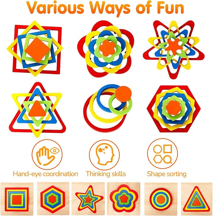 Toddler Puzzles Montessori Toy Wooden Shape Sorting Puzzle Educational Toy