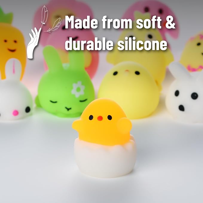 Mr. Pen- Easter Squishy Toys for Kids, 12 Pack | Washable Twistable Stretchy Squishies, Soft Stress Relief Sensory Toys for Squeezing, Easter Basket Stuffers