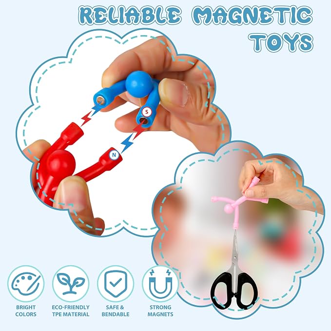 30Pcs Magnet Men, Magnetic Travel Toys, Cute Fidget Toys for Kids | Fun Magnet Airplane Car Road Trip Toddlers Activities Essential, Magnetic People Building Figures Decorative Gifts Stuffers