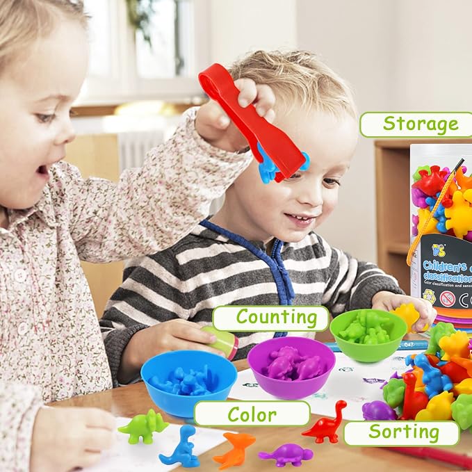 TSYAN Counting Toys Matching Game for Kids with Sorting Bowls Sensory Toys Color Classification Game Set Early Learning Preschool Montessori Educational Toy