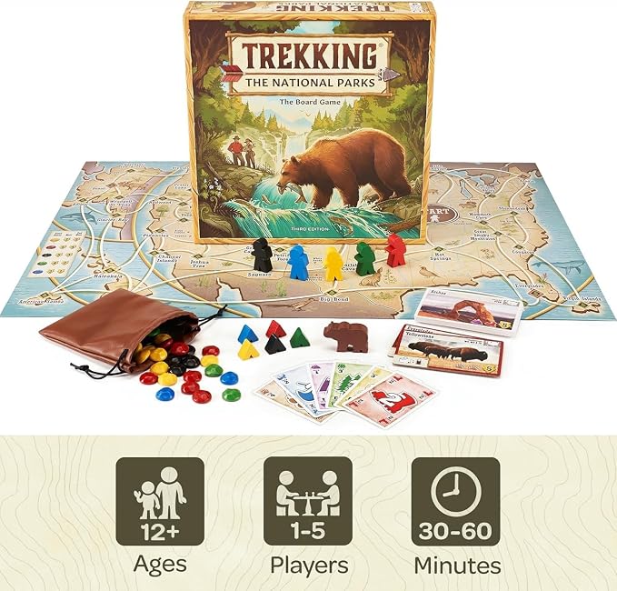 Underdog Games Trekking The National Parks - Award-Winning Family Board Game for Kids Ages 12+ - Easy to Learn, Fun Activities for 1-5 Players, Great for Family Bonding & for National Parks Lovers