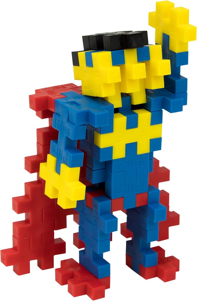 PLUS PLUS Superhero Tube - 3D Figure Building Blocks Set | Superman Building Toys, Gifts for Boys & Girls, Waffle Blocks, Kid Airplane Activities, Christmas Stocking Stuffers for Kids