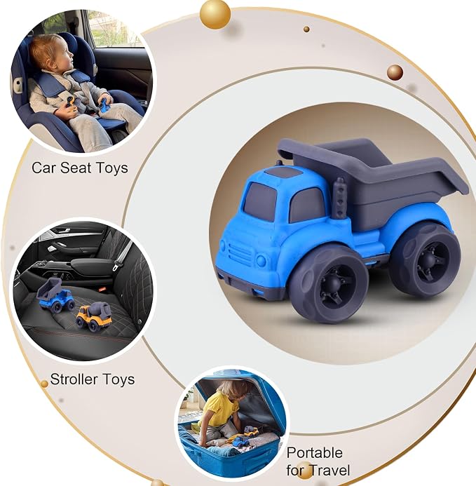 Aigitoy Toddler Car Toys Set - Mixer and Dump Truck for 2-4 Years Old | Sandbox Outdoor Vehicles Toys, No BPA, Phthalates, PVC, Recycled Plastic, Easter Christmas Birthday Gifts Boys Girls (Blue)