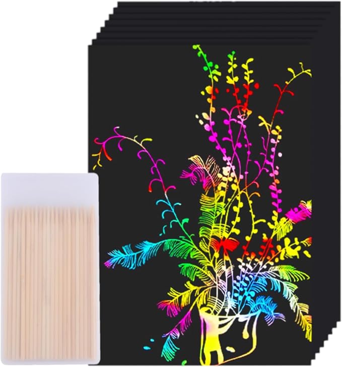 Cityrosy 60 Pcs Scratch Art Rainbow Sets Magic Crafts Supplies Kits | easter gifts for kids 3-12 Birthday, party, classroom games